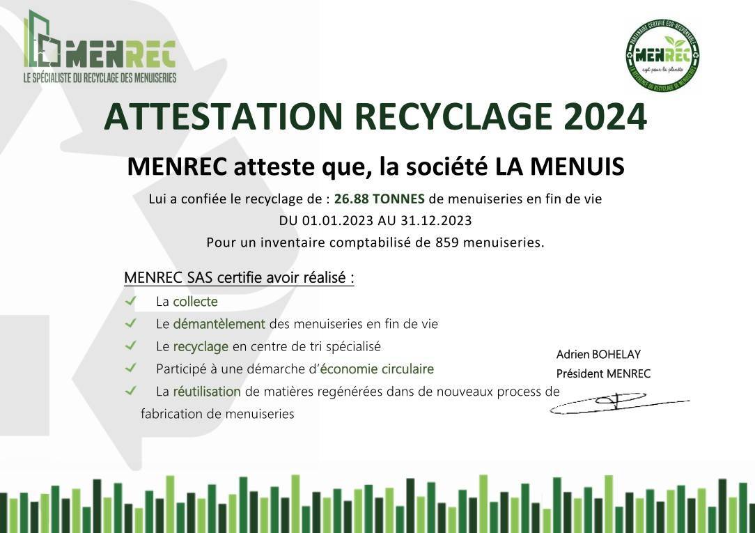 LA MENUIS' menuiseries recyclées MENREC eco responsable